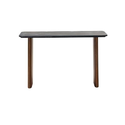 York Marble Top Console Table   -Black/Walnut