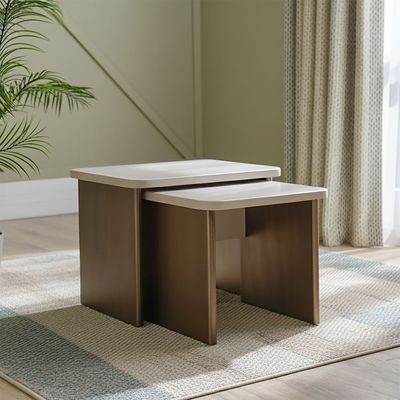 Florya Set Of 2 Nesting Table- Beige/Brown