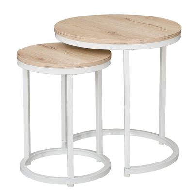 Asgard Set Of 2 Round Nest Of Table - Oak/White