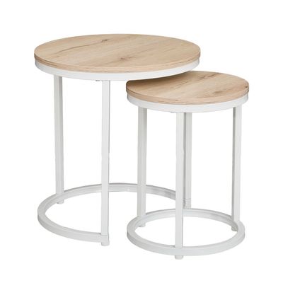 Asgard Set Of 2 Round Nest Of Table - Oak/White
