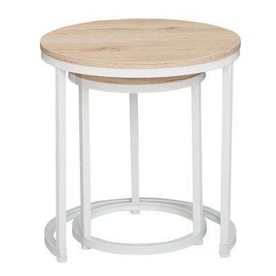 Asgard Set Of 2 Round Nest Of Table - Oak/White