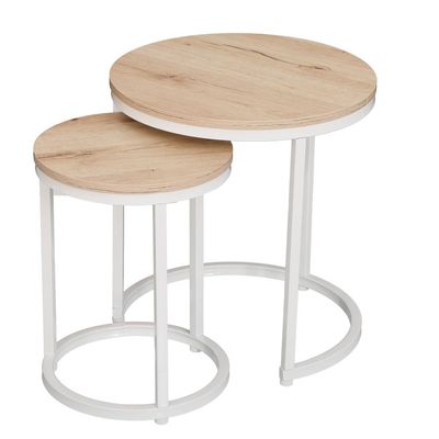 Asgard Set Of 2 Round Nest Of Table - Oak/White