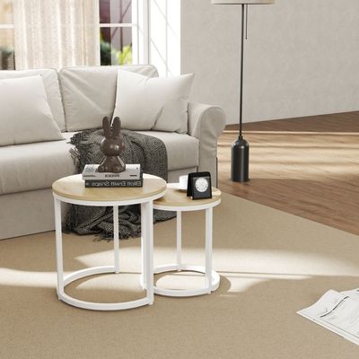 Asgard Set Of 2 Round Nest Of Table - Oak/White