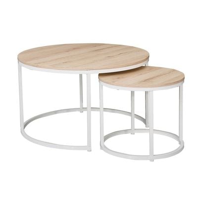 Asgard Set Of 2 Round Coffee Table - Oak/White