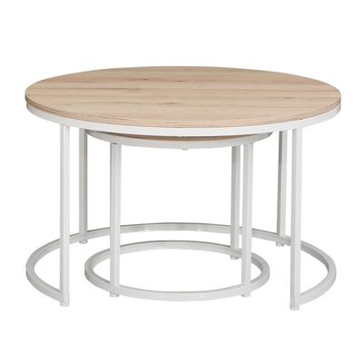 Asgard Set Of 2 Round Coffee Table - Oak/White