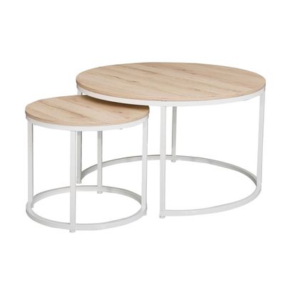 Asgard Set Of 2 Round Coffee Table - Oak/White
