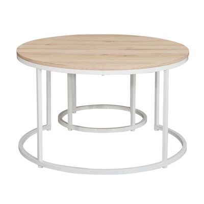 Asgard Set Of 2 Round Coffee Table - Oak/White