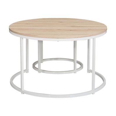 Asgard Set Of 2 Round Coffee Table - Oak/White