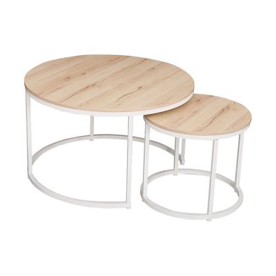 Asgard Set Of 2 Round Coffee Table - Oak/White