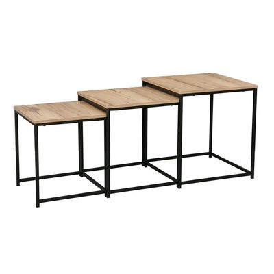 Mayville Set Of 3 Nest Of Table - Oak/Black