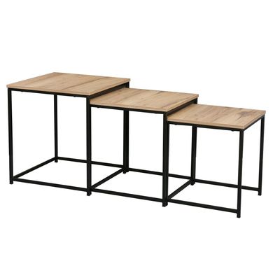 Mayville Set Of 3 Nest Of Table - Oak/Black