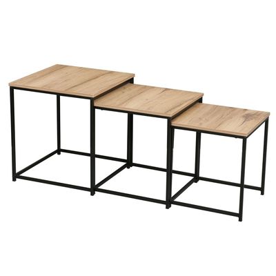 Mayville Set Of 3 Nest Of Table - Oak/Black