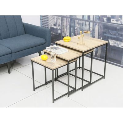 Mayville Set Of 3 Nest Of Table - Oak/Black