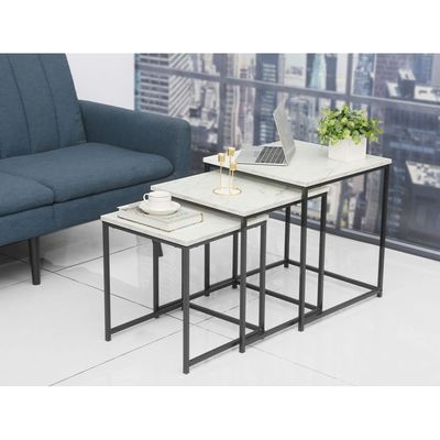Mayville Set Of 3 Nest Of Table - White/Black