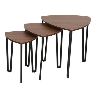 Asgard Set Of 3 Nest Of Table - Walnut/Black