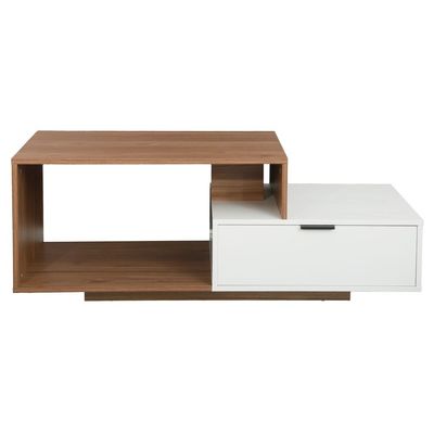 Ecrin Coffee Table W/ Drawer-  Walnut/White