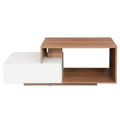 Ecrin Coffee Table W/ Drawer-  Walnut/White