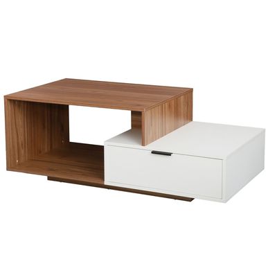 Ecrin Coffee Table W/ Drawer-  Walnut/White