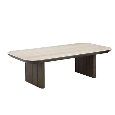 Brookside Stone Top Coffee Table-Beige/Oak Veneer