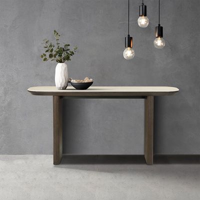 Brookside Stone Top Console Table -Beige/Oak Veneer