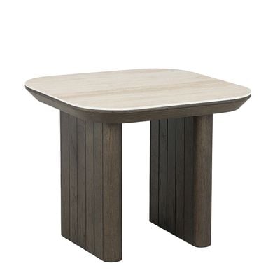 Brookside Stone Top End Table -Beige/Oak Veneer