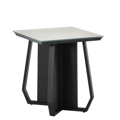 Everson Stone Top End Table -Matt Beige/Black Everson Stone Top End Table -Matt Beige/Black