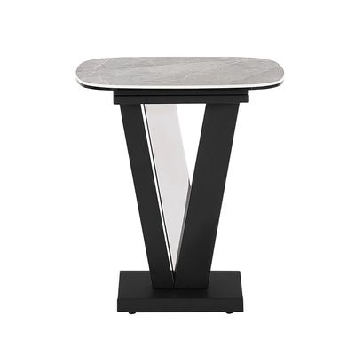 Midland Stone Top End Table -High Gloss Grey/Black