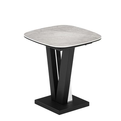 Midland Stone Top End Table -High Gloss Grey/Black