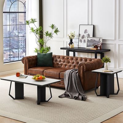 Everson Stone Top Coffee Table -Matt Beige/Black