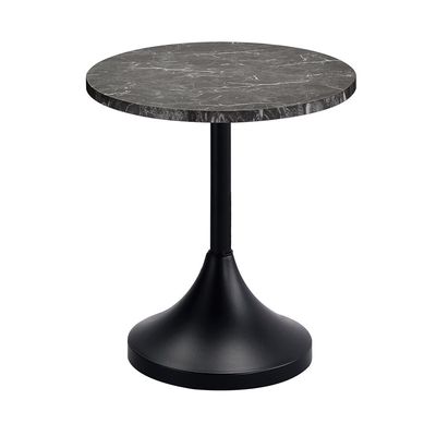 Zeno Round Side Table - Black Marble /Black