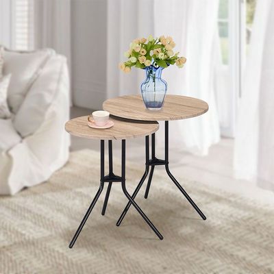 Acron Side Table Set of 2 - Oak Grey/Black