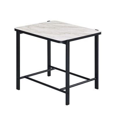 Reuben End Table - White Marble/Black