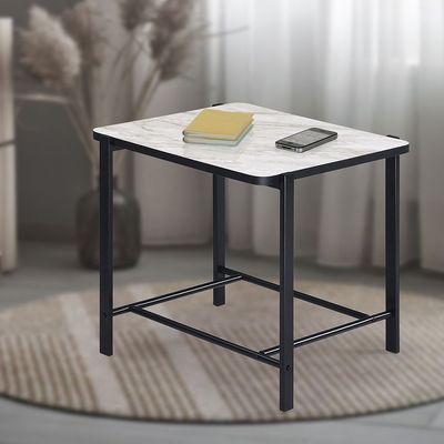 Reuben End Table - White Marble/Black