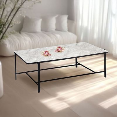 Reuben Coffee Table - White Marble/Black