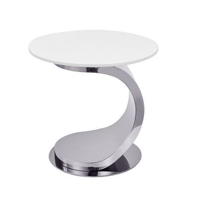 Princetown Sintered Stone Top Round End Table - White/Black Titanium