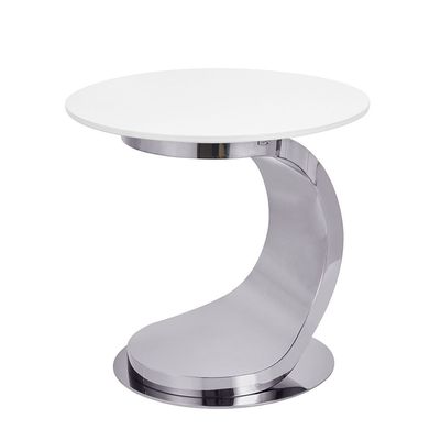 Princetown Sintered Stone Top Round End Table - White/Black Titanium