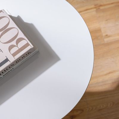 Princetown Sintered Stone Top Round End Table-White/Black Titanium