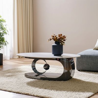 Princetown Sintered Stone Top Coffee Table-White/Black Titanium