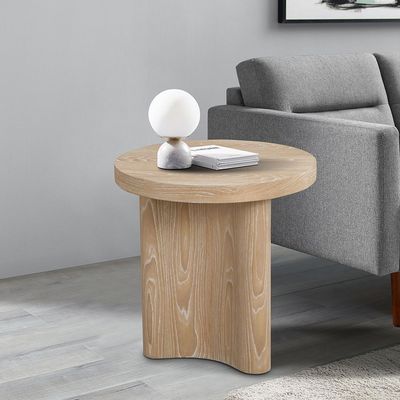 Kanso Round End Table - Natural Oak