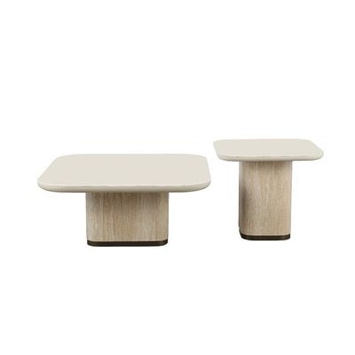 Oru Tempered Glass End Table - Cream/Beige