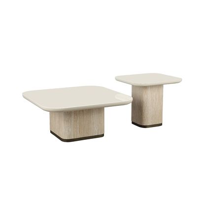 Oru Tempered Glass End Table - Cream/Beige
