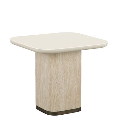 Oru Tempered Glass End Table - Cream/Beige