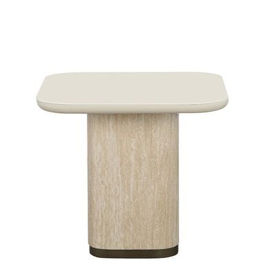 Oru Tempered Glass End Table - Cream/Beige
