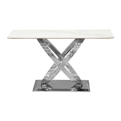 Orlando Sintered Stone Console Table- White/Silver
