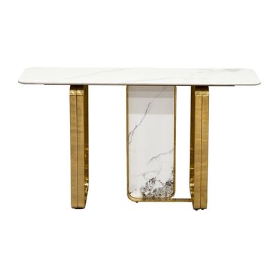 Orion Sintered Stone Console Table- White/Gold
