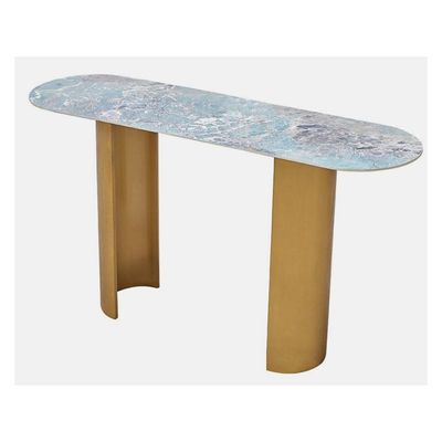 Centaur Sintered Stone Console Table- Green/Gold