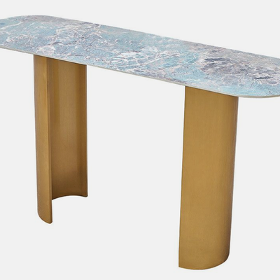 Centaur Sintered Stone Console Table- Green/Gold