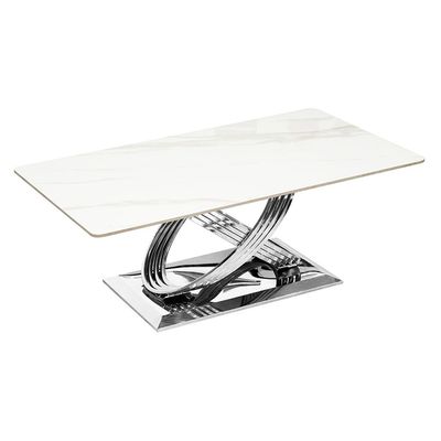 Orlando Sintered Stone Coffee Table- White/Silver