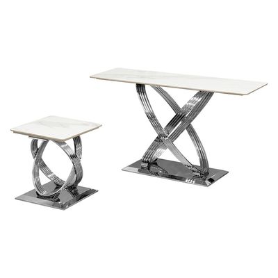 Orlando Sintered Stone Coffee Table- White/Silver