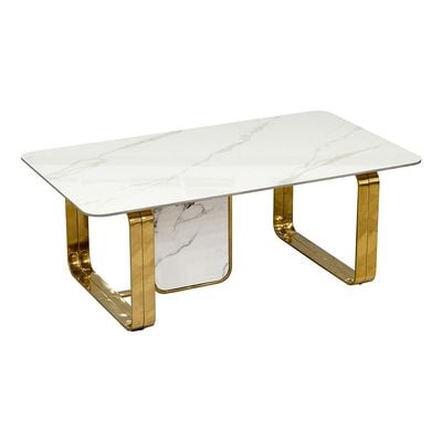 Orion Sintered Stone Coffee Table- White/Gold